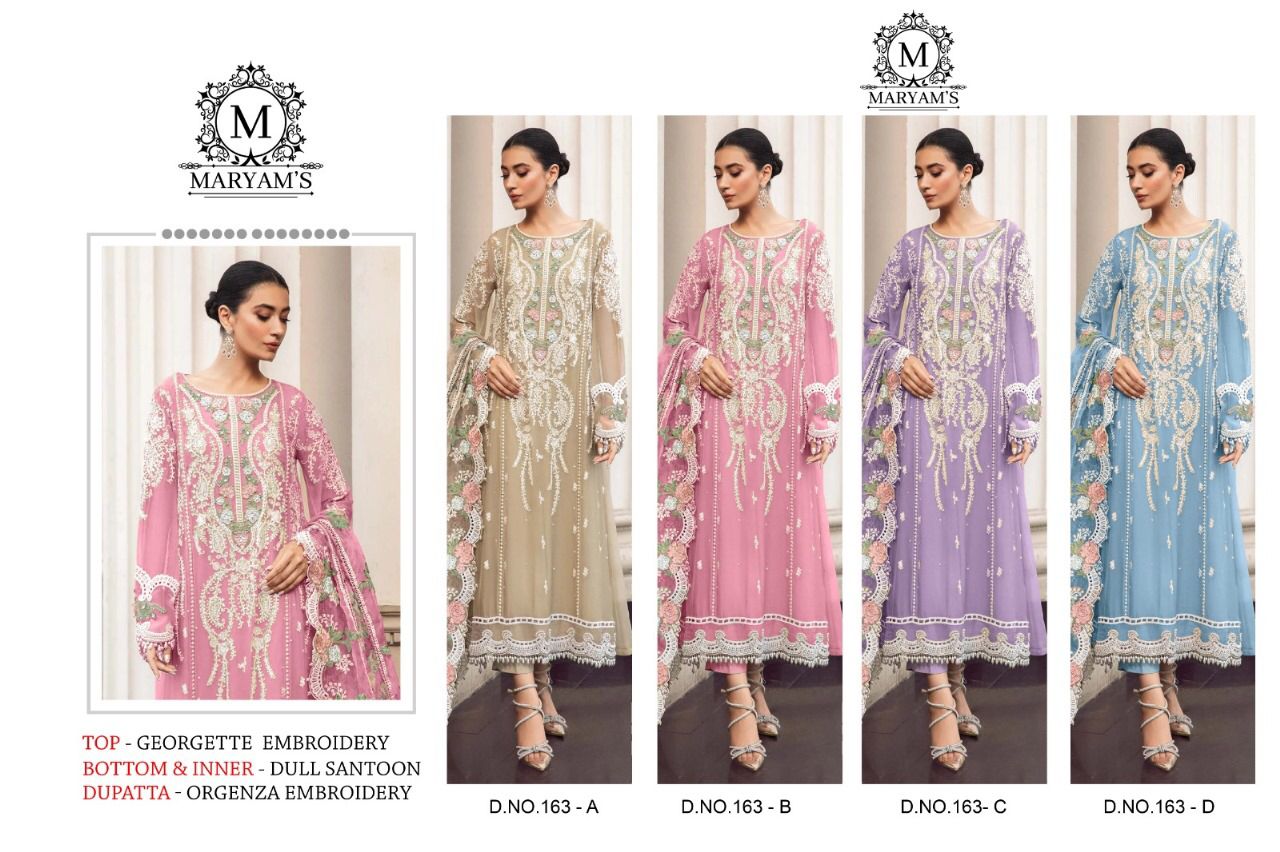 Maryams 163 Embroidery Georgette Pakistani Suits Wholesale Suppliers In Mumbai
